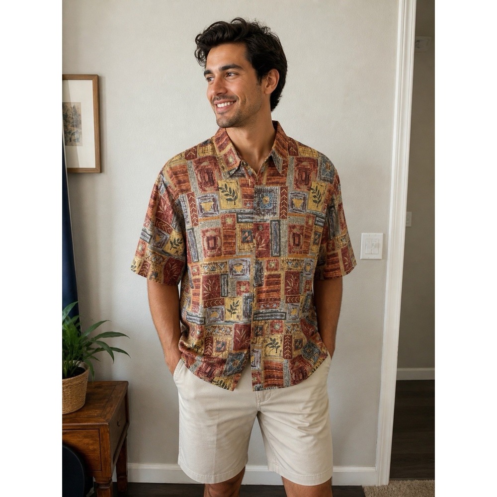 Tori Richard Hawaiian Resort Shirt Mens Large Tropical Vacation Button Up